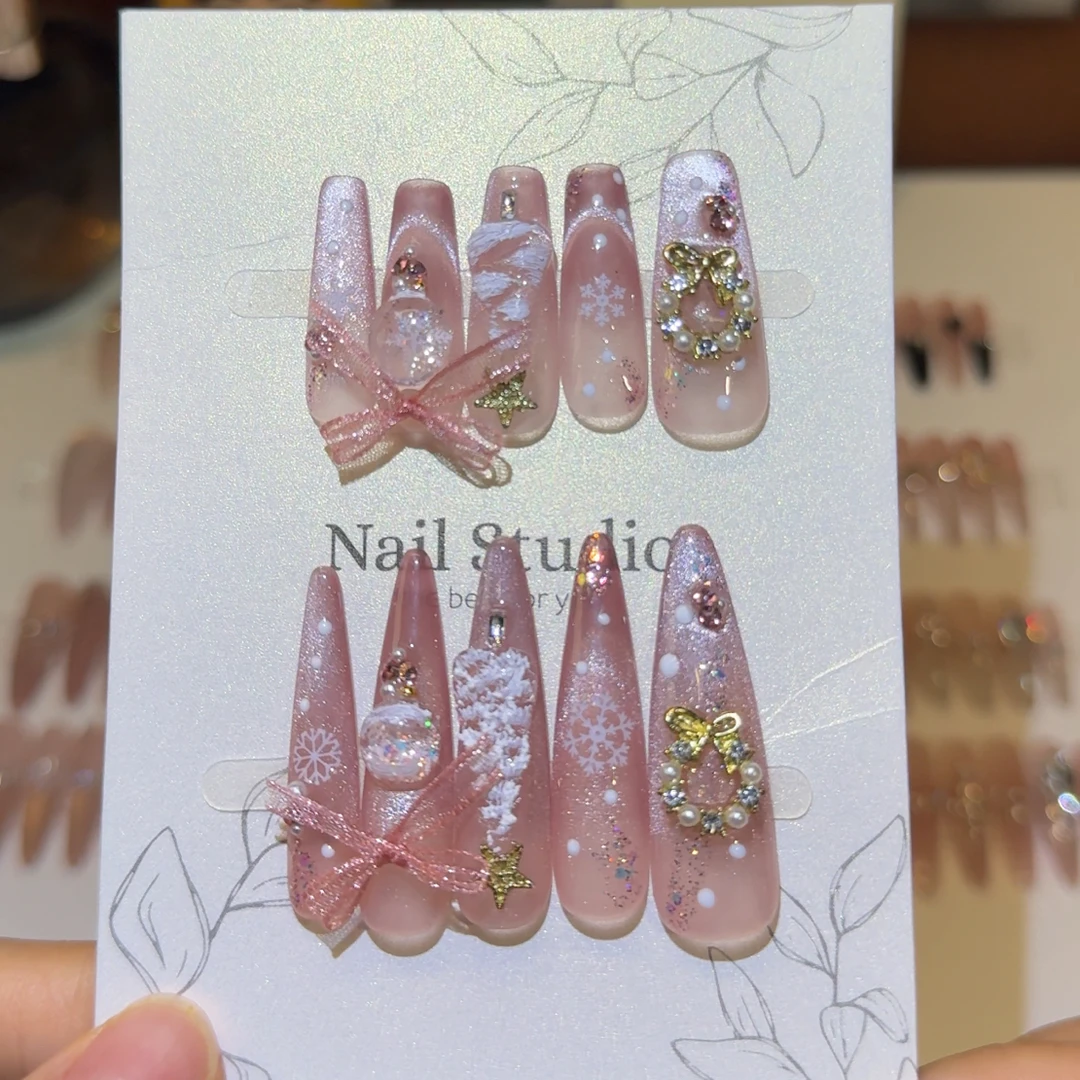 【圣诞·水晶球】纯手工美甲穿戴甲高级气质猫眼高质量美甲片