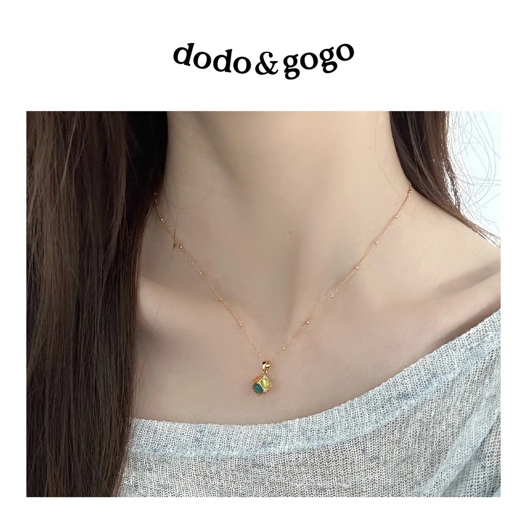 DODOGOGO 合金项链 幻彩魔方球项链女气质轻奢时尚百搭简约锁骨链