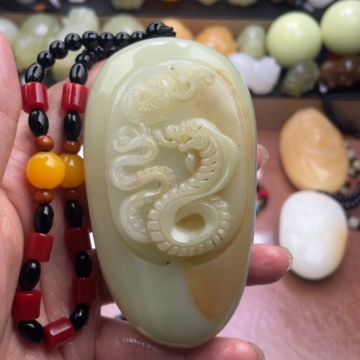 悠***然石材天然古青石手把件