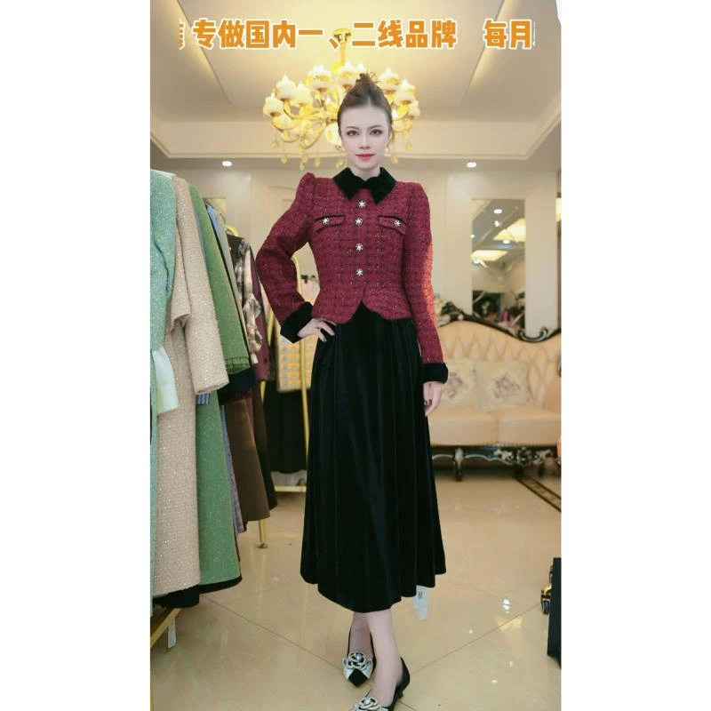 （现货）梦想服饰2025年秋冬款千金感拼接轻奢气质减龄连衣裙8003