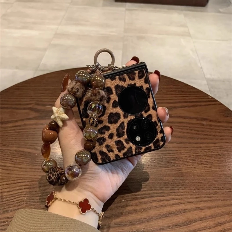 适用华为pocket2手机壳P50Pocket折叠屏美拉德豹纹全包女保护套