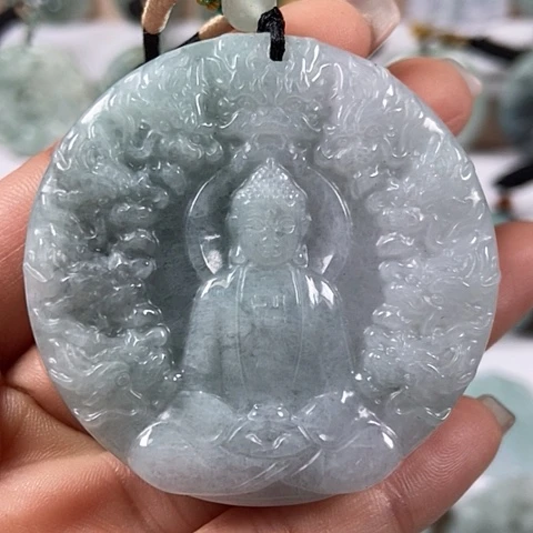 翡翠颈饰未镶嵌九龙大日如来两面工福利