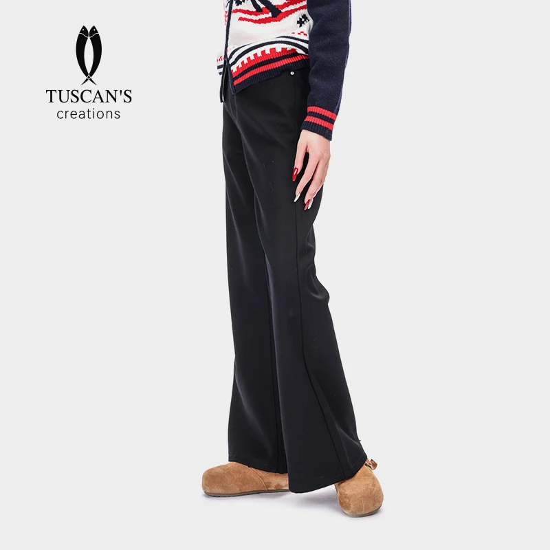 TUSCAN'S CREATIONS宽松简约百搭女士微喇裤休闲长裤牛仔裤
