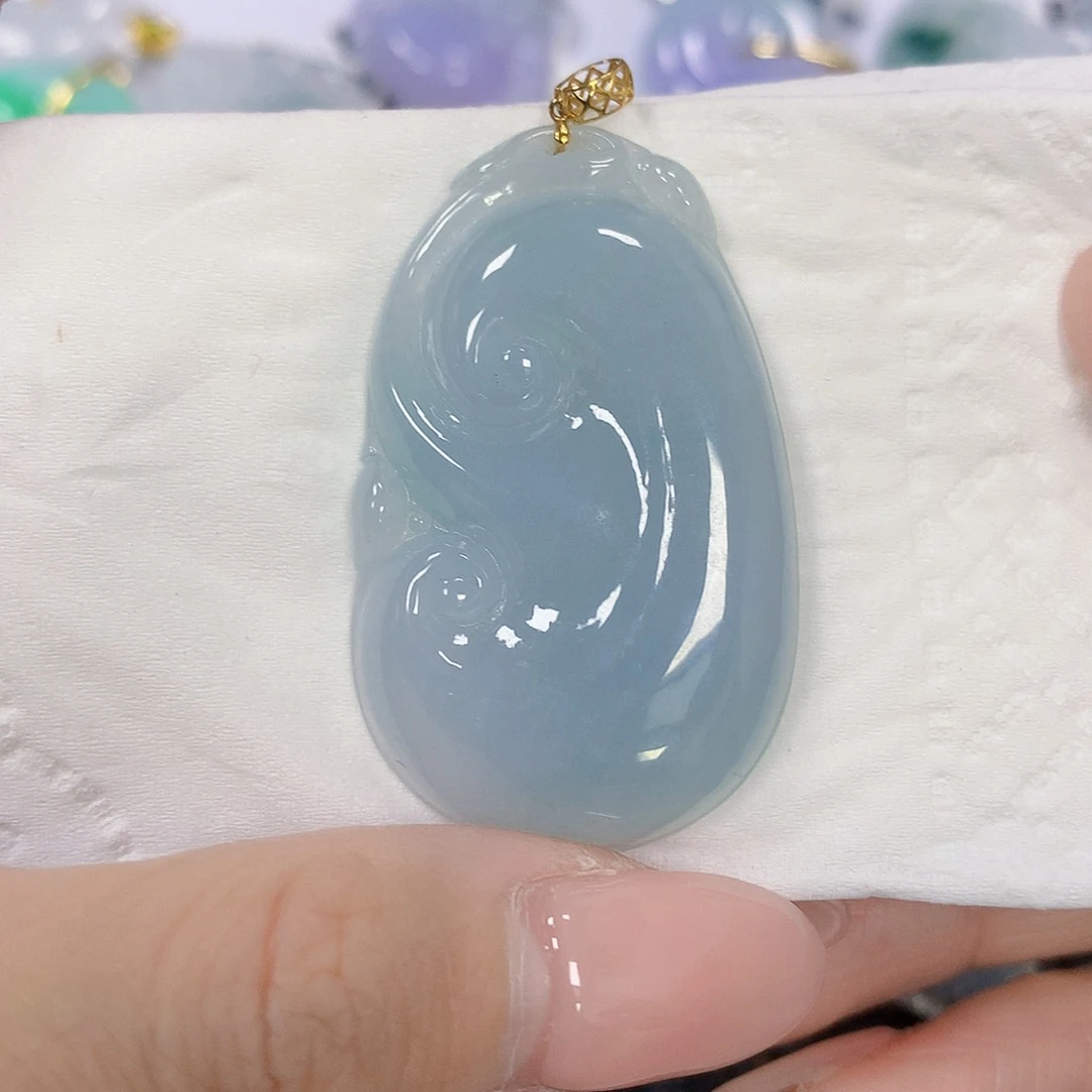 翡翠18K金镶嵌颈饰天然翡翠a货 百元以上9米证书费自理