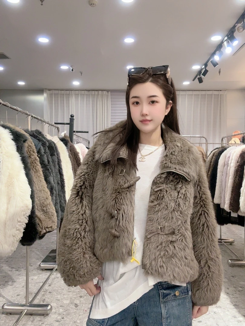 Avril2024"日落钱咖"进口托斯卡纳羊皮毛一体女皮草毛毛外套20329