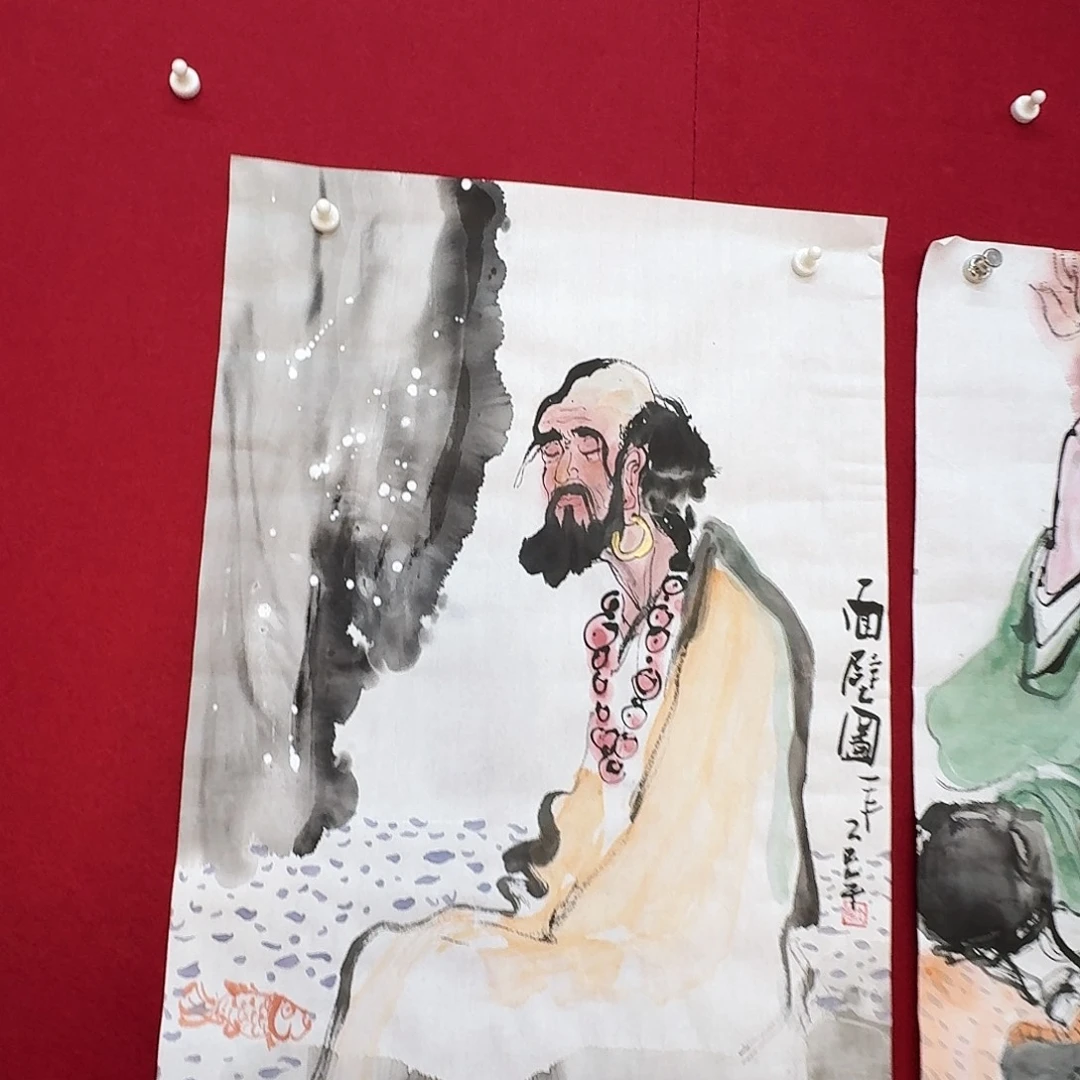 国画四尺三开人物画
