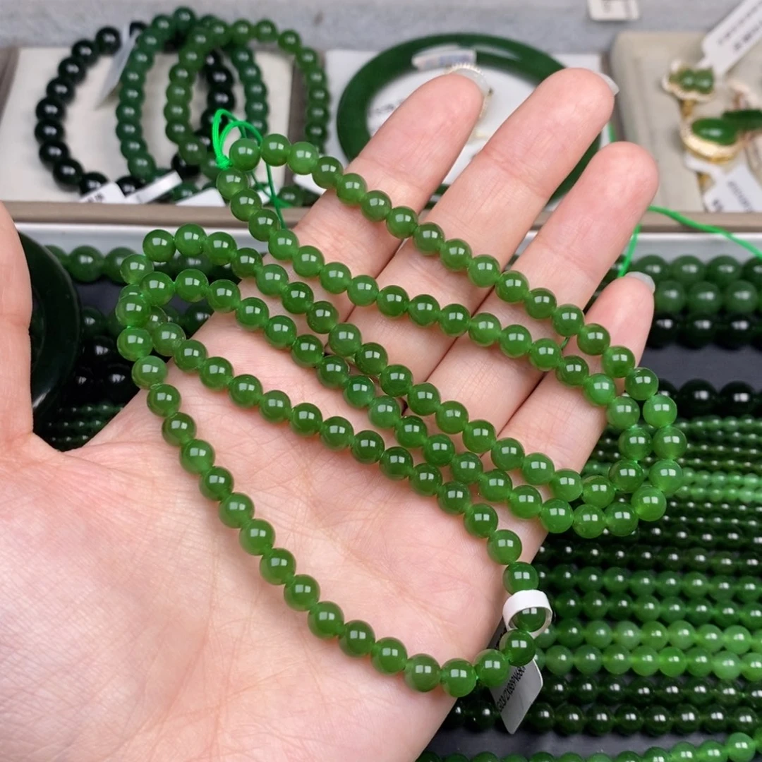 颈饰未镶嵌和田玉（碧玉）6m辣阳绿无黑