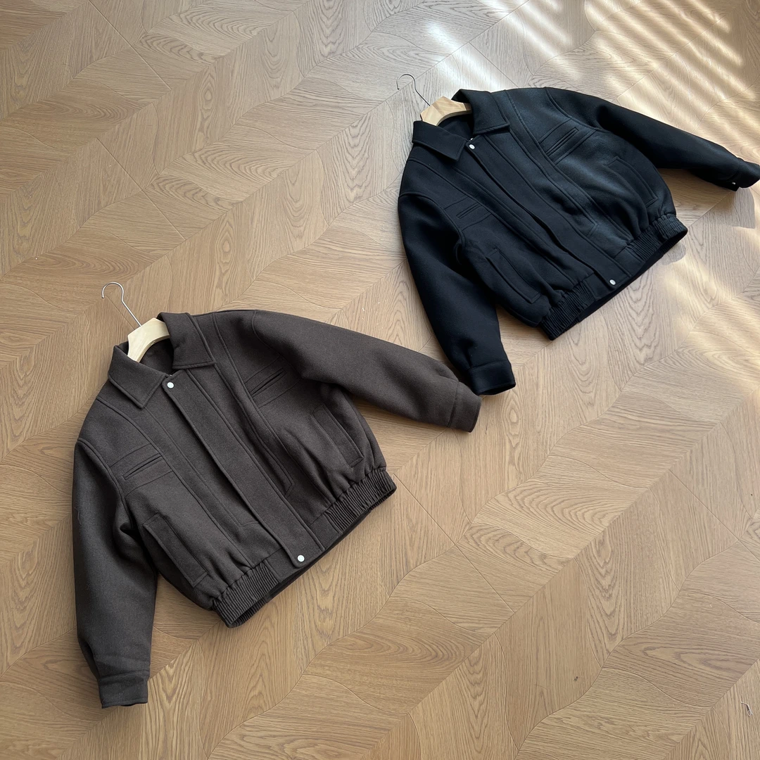 25FW /加厚加棉毛呢棉服外套短款通勤老钱风哈灵顿百搭保暖棉衣潮