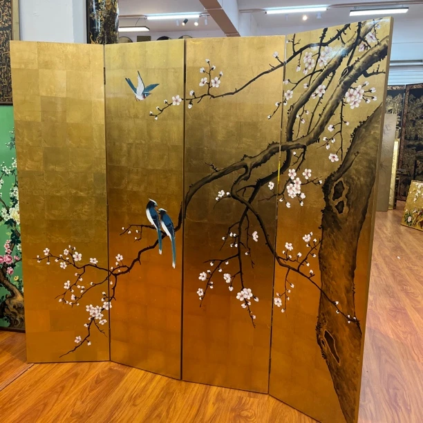 TS601 金箔手绘工艺落地屏风 190*50*4片