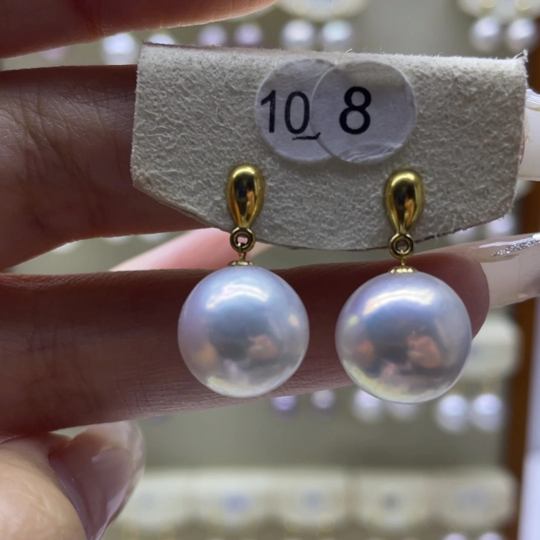 淡水珍珠耳饰18K金镶嵌