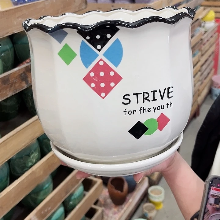 陶瓷陶瓷花盆有带冰裂效果