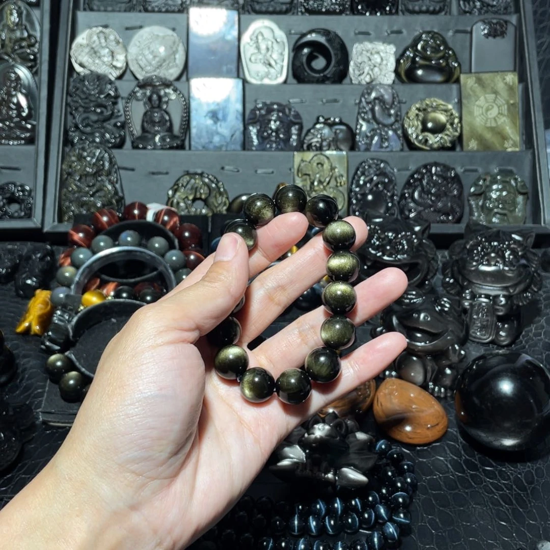 黑曜岩手链未镶嵌赤****武