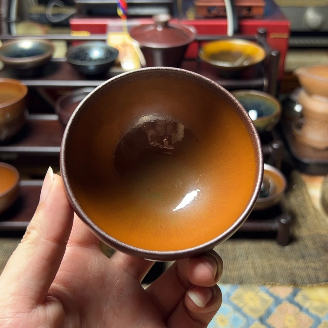 从***来茶盏柴烧柿红8.8口波波