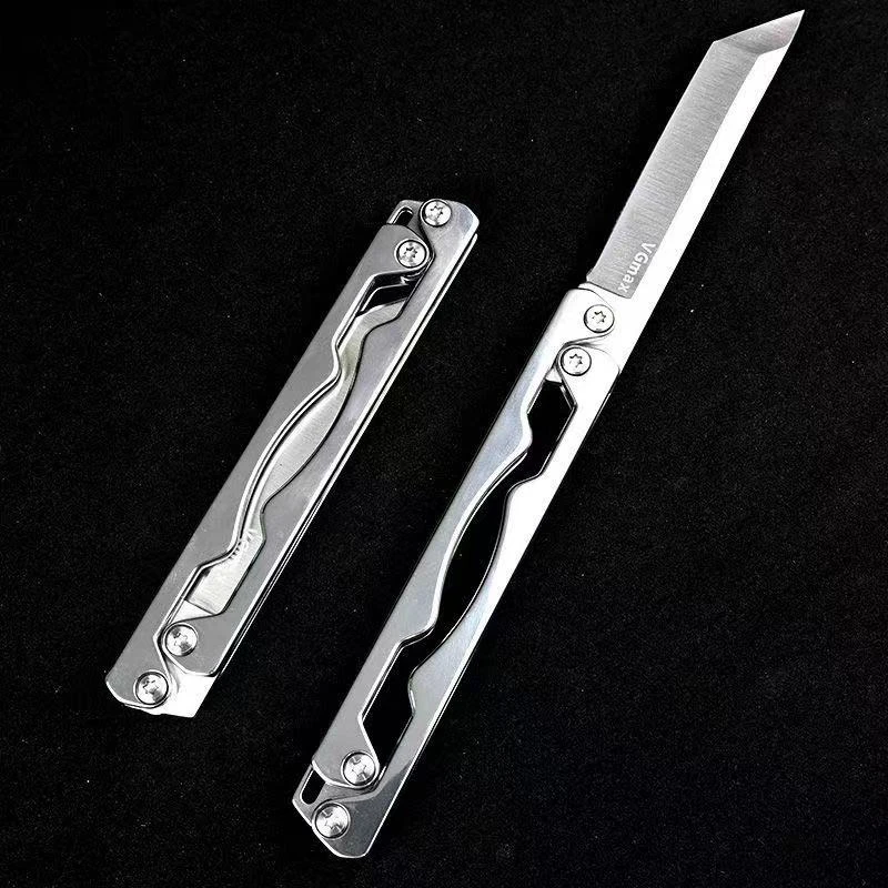 全钢机械折叠刀家用削皮切水果户外露营便携多功能小刀