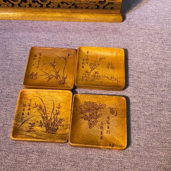 金丝楠金楠楠木小叶枕楠茶杯垫