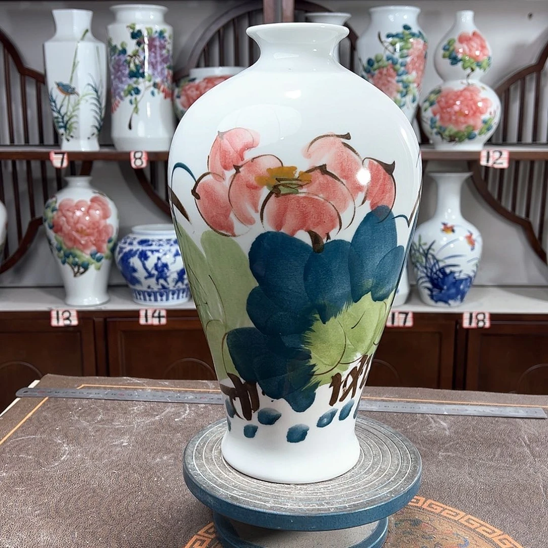 摆件景德镇陶瓷梅荷花花