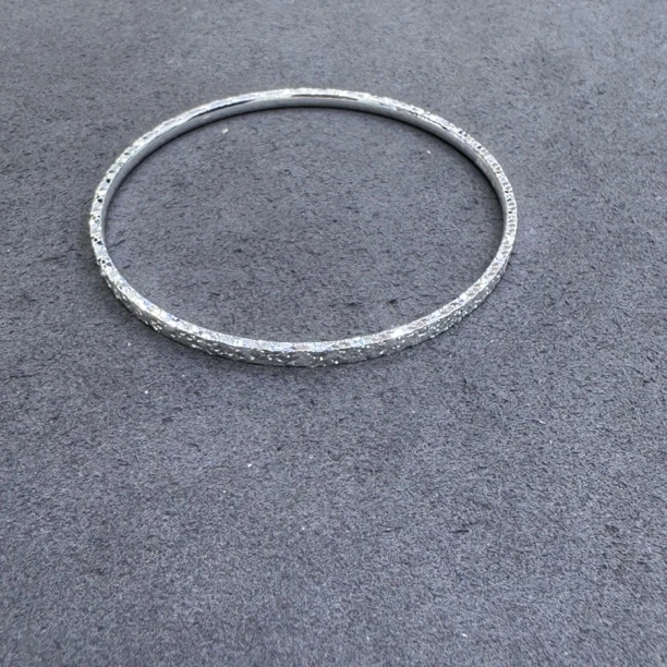 足银手镯 A474-足银碎冰冰手镯一个闭口按圈口拍7g