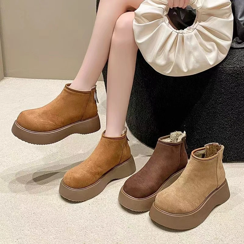 【丰】3厚底秋季马丁靴女鞋后拉链潮流高帮鞋女靴加绒舒适百搭女靴