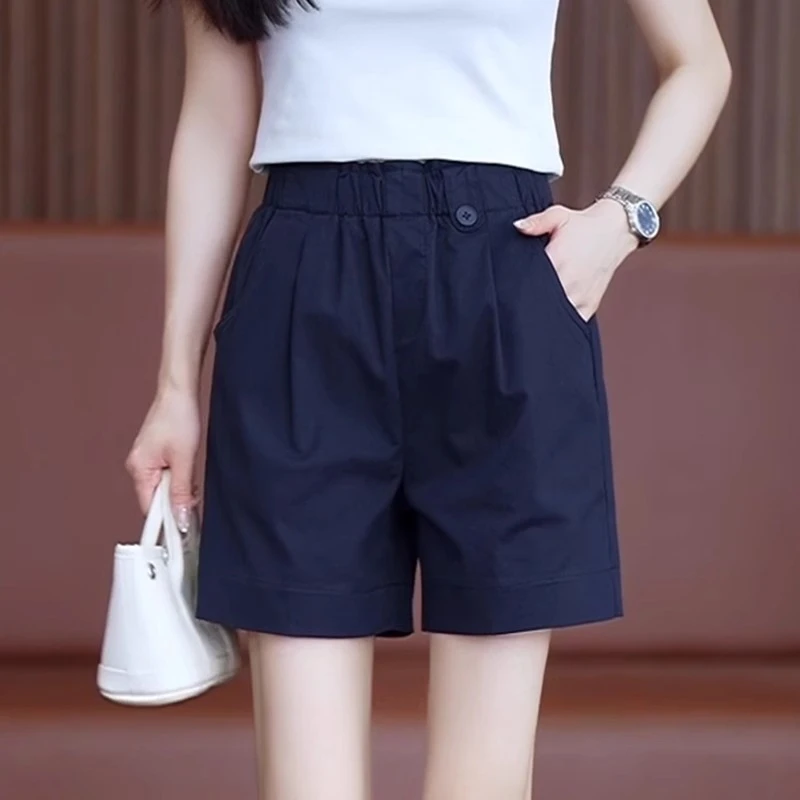 花苞短裤女夏季2025新款高腰a字休闲裤显瘦薄款外穿冰丝阔腿热裤