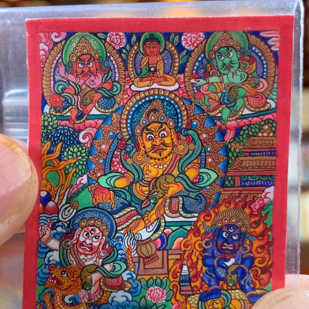 装裱画热贡纯手绘唐卡五方作品