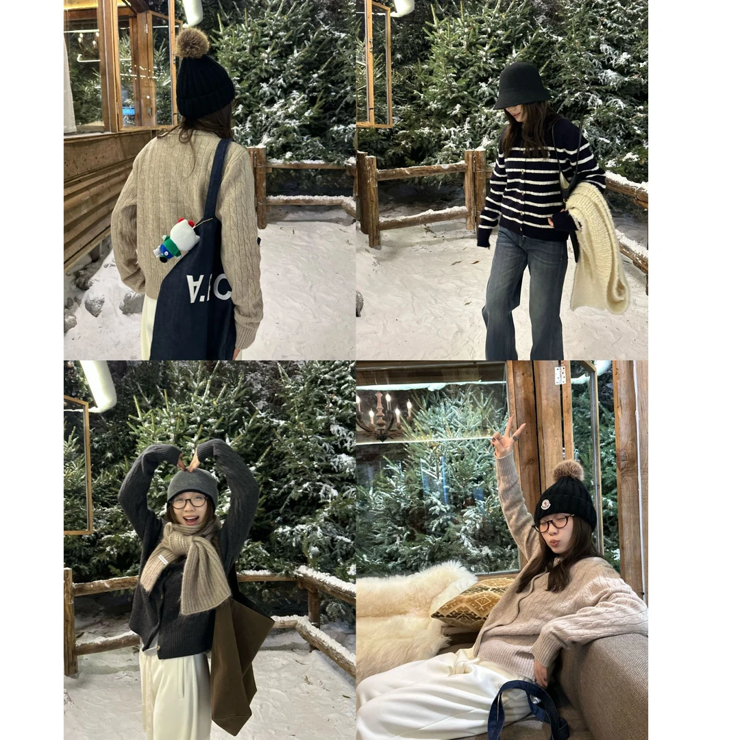 Our2【全羊毛绞花毛衣】秋冬休闲设计款百搭针织开衫【170-803】