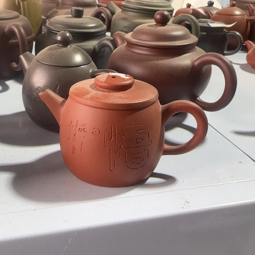 紫砂茶壶朱泥巨轮