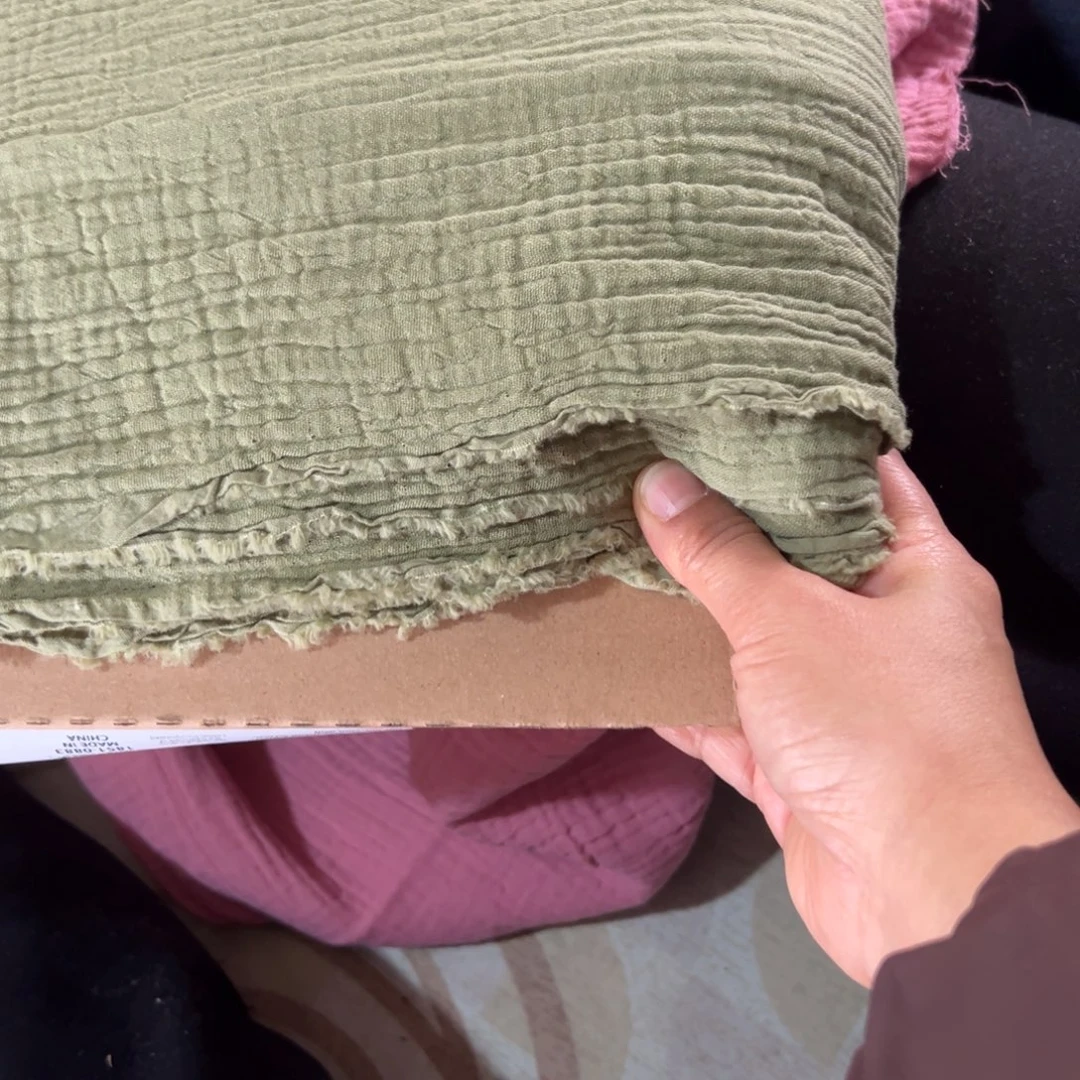 棉一米价港货原单纯棉双层纱豆绿1.3米宽果子对面