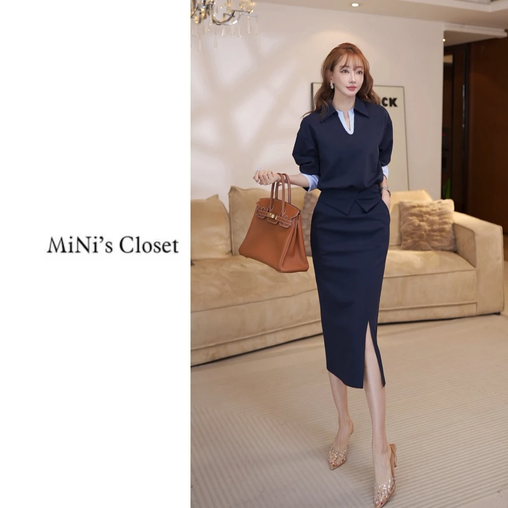 【MiNi推荐】新款设计师款时尚减龄撞色拼接休闲运动两件套JE2120