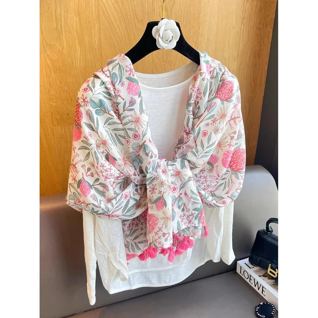 Miss both夏新款围巾女小清新文艺时尚空调房披肩薄防晒出游纱巾