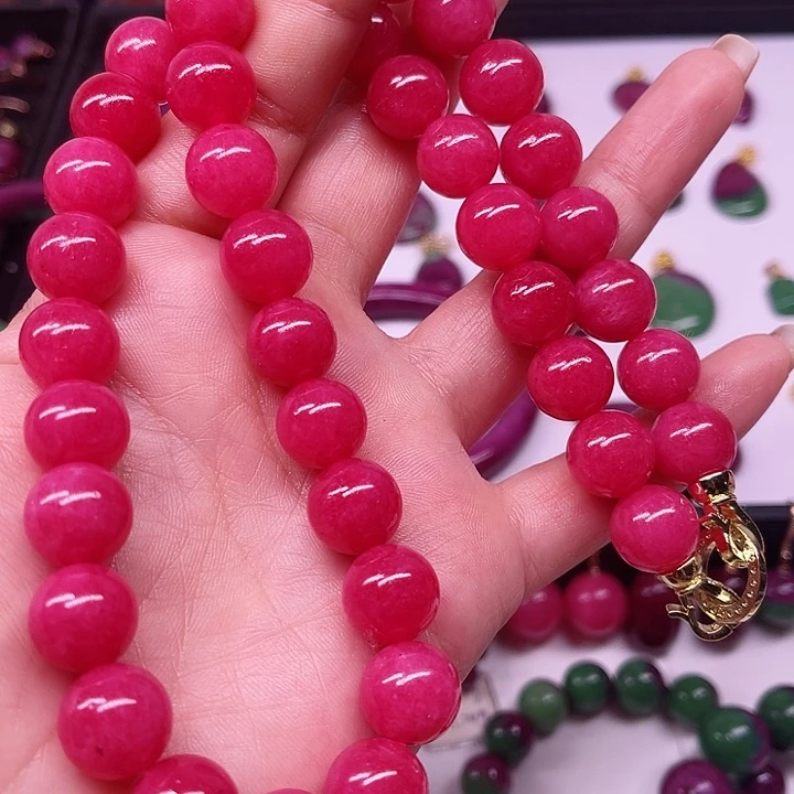 红宝石蔷薇项链银S925镶嵌