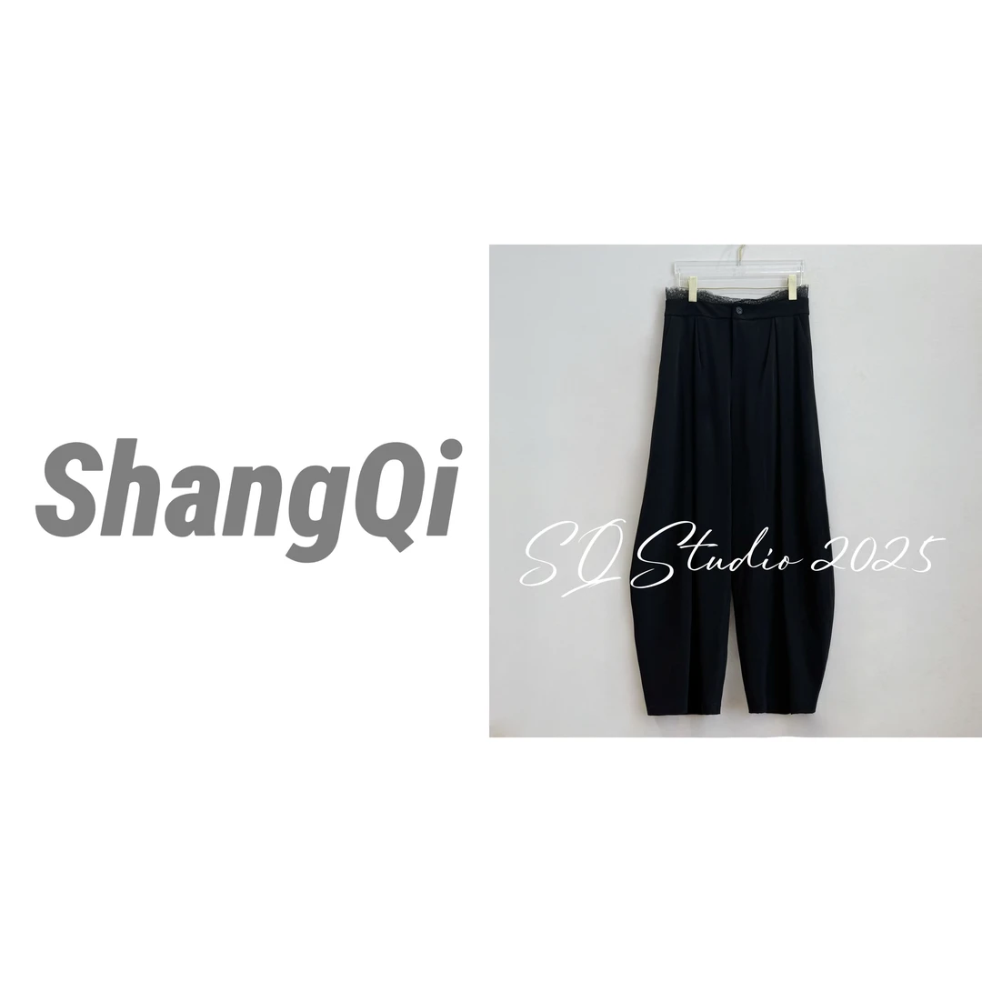 【时髦咖西裤】显瘦高腰蕾丝宽松休闲潮流百搭西装裤-K1065卡码拍小