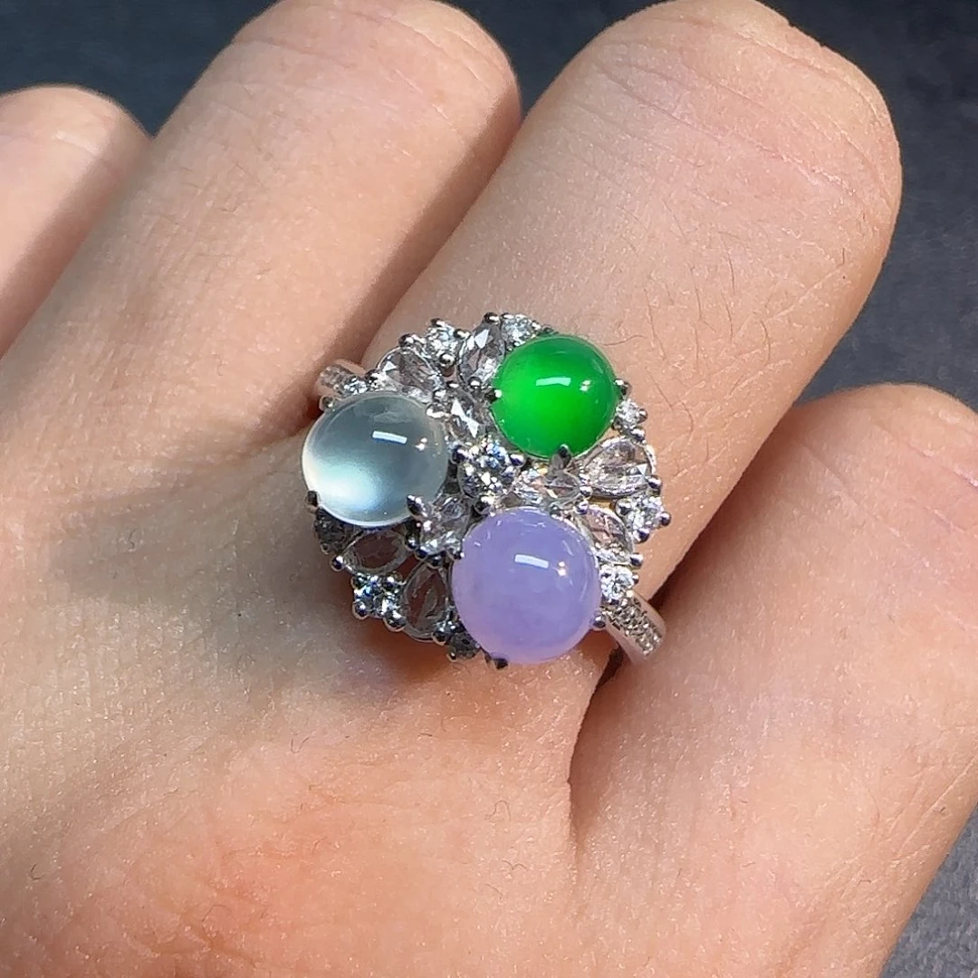 翡翠18K金镶嵌戒指设计款