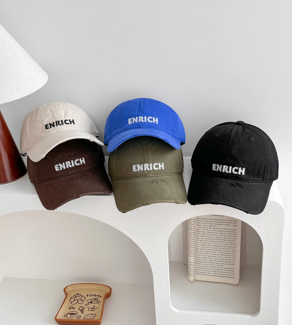 运动风休闲宽檐帽子休闲风洋气破洞鸭舌帽女