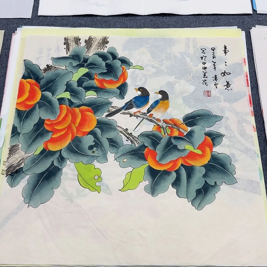 国画 尺寸70X70手绘作品
