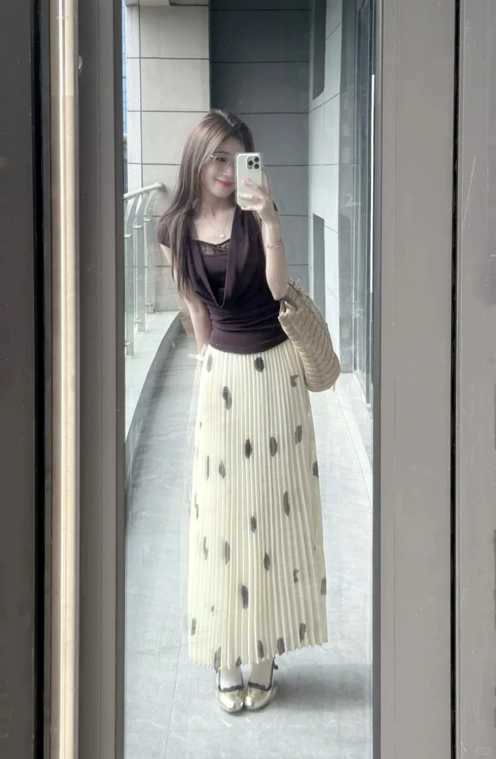 2025夏季新款法式高级显瘦荡领上衣高腰波点半身裙减龄气质两件套