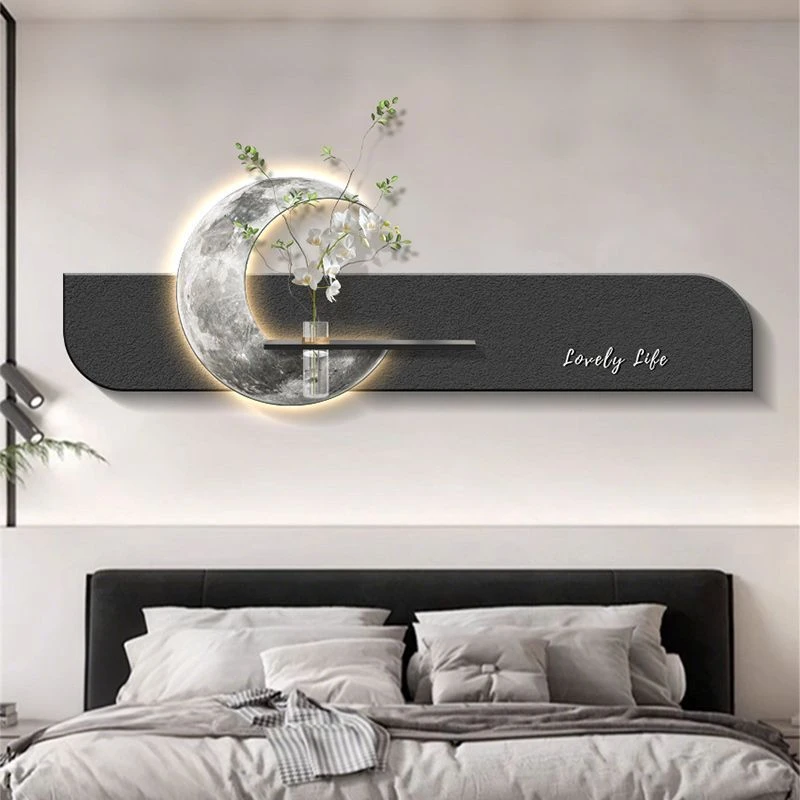 现代简约卧室床头装饰画轻奢高级感房间挂画新款客厅背景墙壁画灯