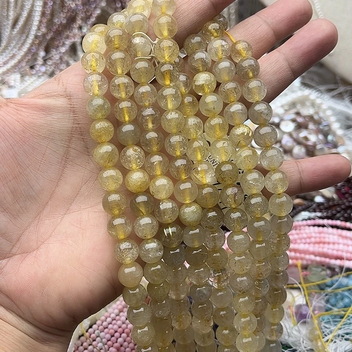 玛瑙/玉髓未镶嵌珠宝半成品一条9mm左右金发晶