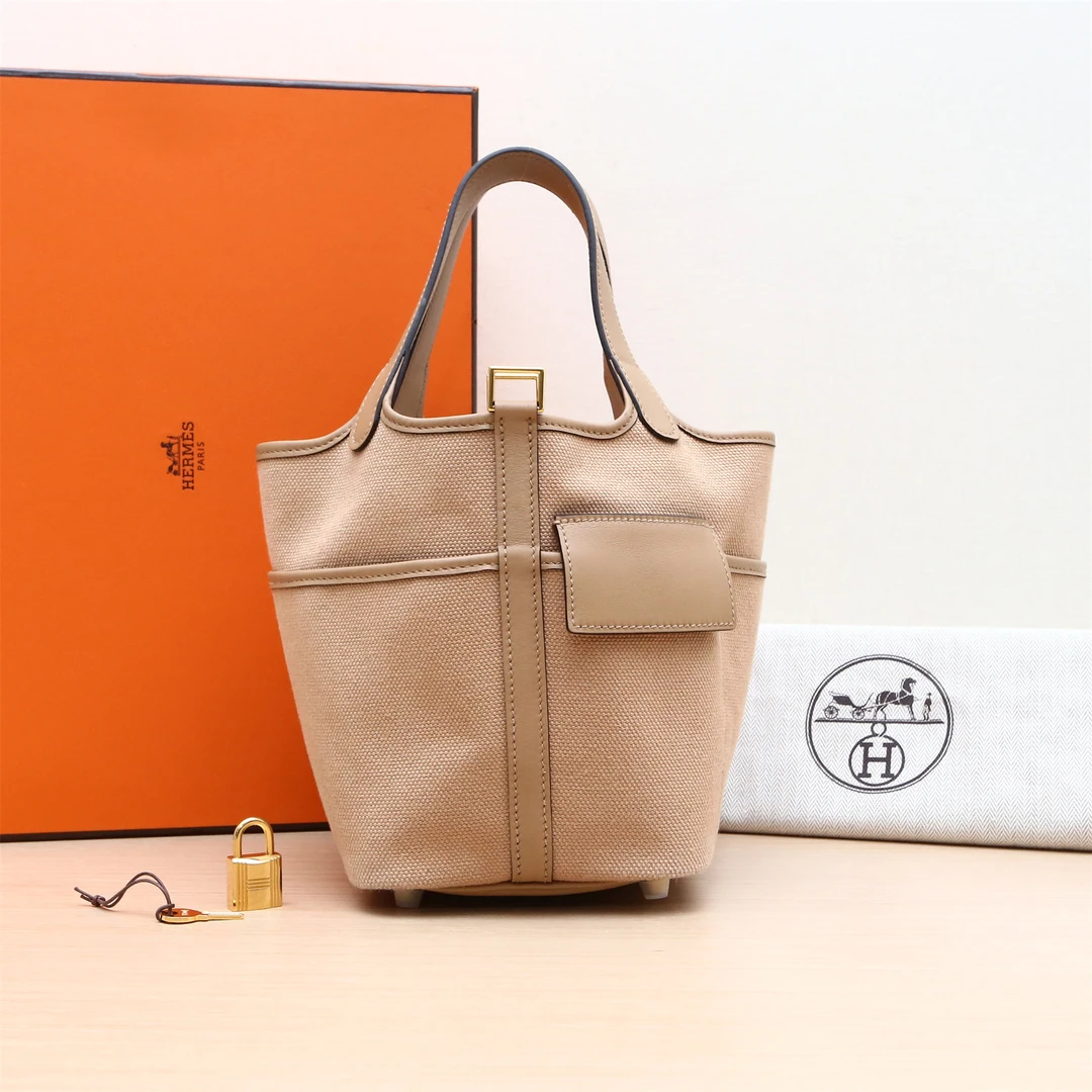 99新 Hermes/爱马仕 xf-100 双双 菜篮子 18 Cargo 芝麻色 U刻 包