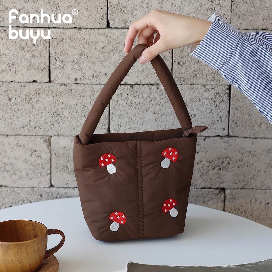 梵花不语百搭可爱羽绒包包新款日系小容量手提包女出门上班小拎包