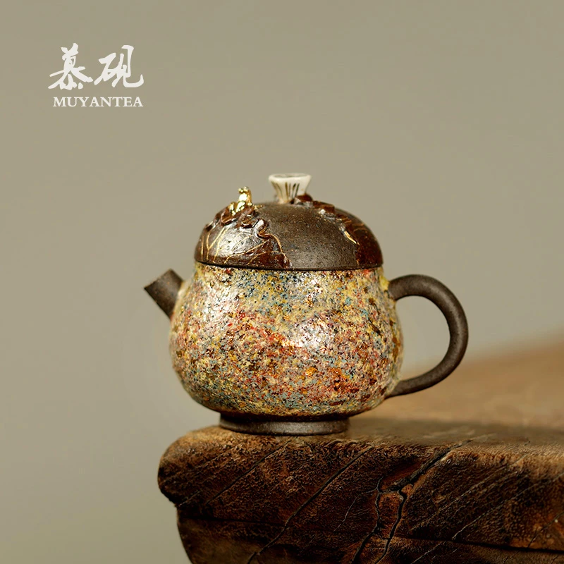 慕砚高越岩矿青莲小茶壶纯手工老岩泥泡茶壶高档柴烧单壶生日礼物