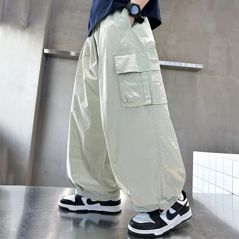 儿童夏季薄款工装裤2025新款男童直筒宽松韩版夏装百搭休闲裤子潮