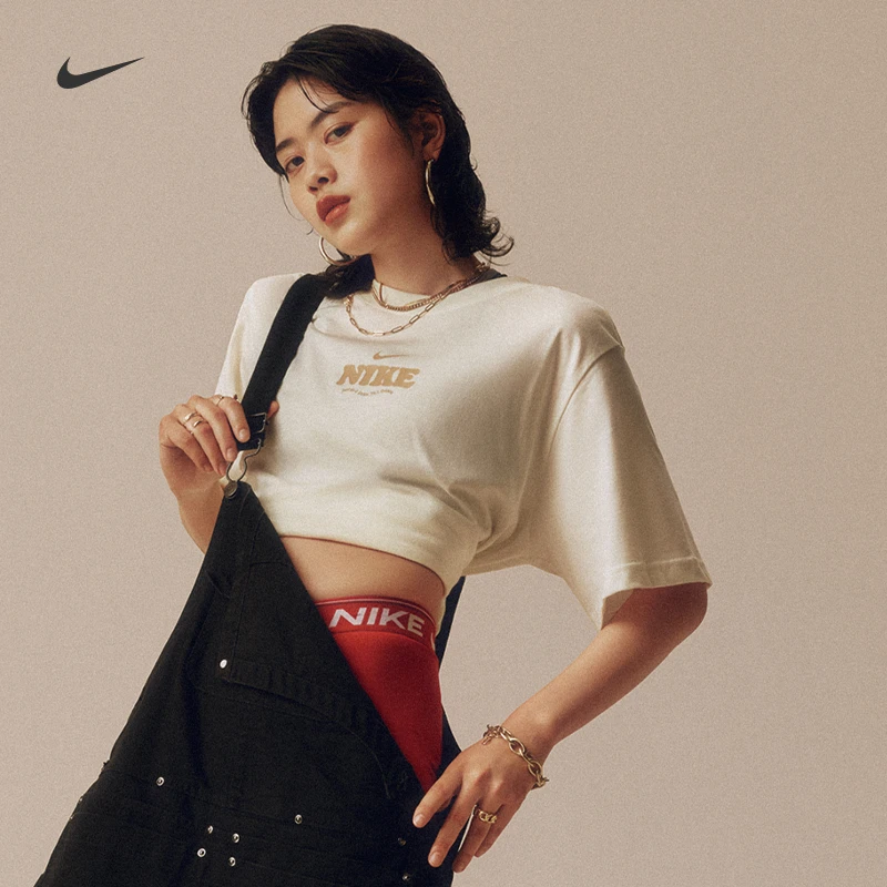 耐克ESSENTIAL女子T恤纯棉宽松休闲针织棉HF6180-133