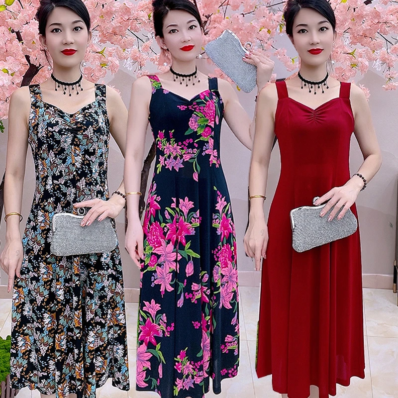 碎花吊带裙女夏季收腰显瘦内搭打底裙时尚印花连衣裙无袖背心裙子