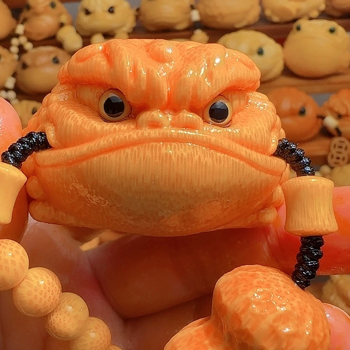 竹雕刻6公分蟾带竹链，油刷子