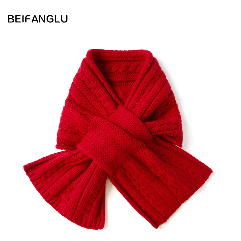 北方鹿【元旦年货节】100%绵羊毛新年红纯色绞花百搭针织围脖251543