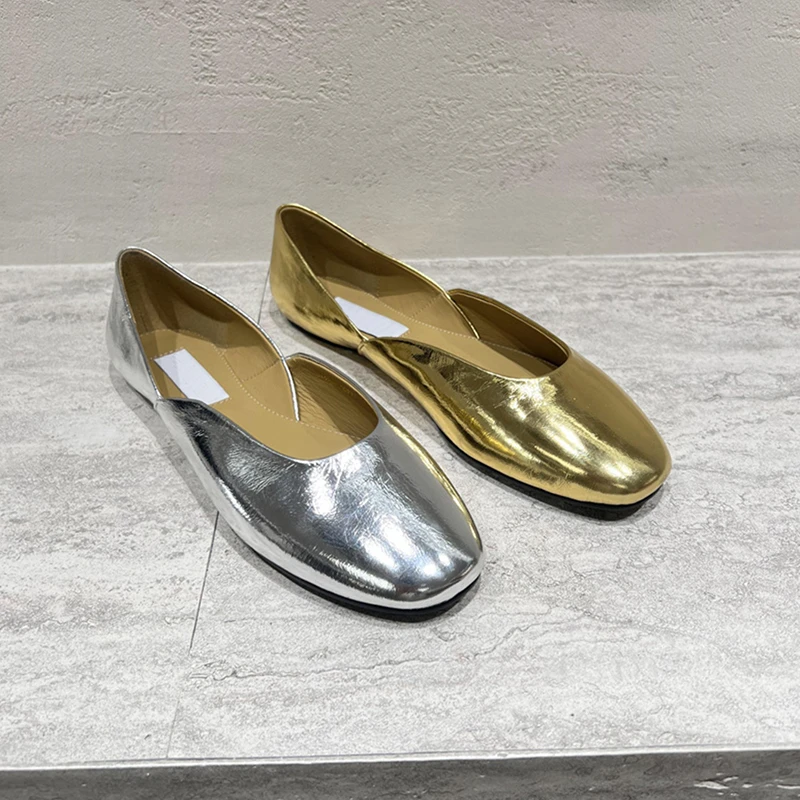 气质版~2025新款圆头平底时尚百搭浅口一脚蹬奶奶鞋气质通勤单鞋