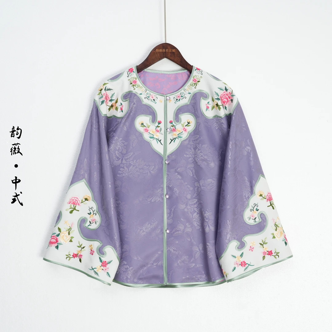 女士上衣中国风传统国风中式对襟手工如意头太太服