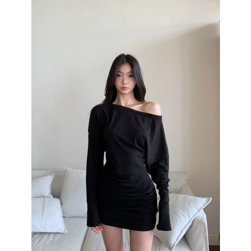 withmin【现货】凉皮 美式高材生 秋季斜肩内搭上衣连衣裙2524308