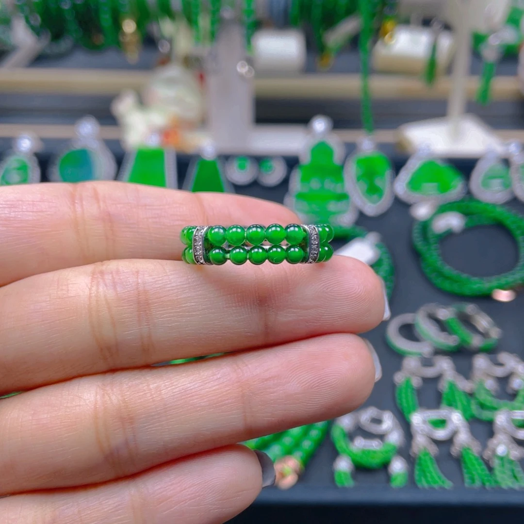 未镶嵌戒指翡翠圆珠戒圈