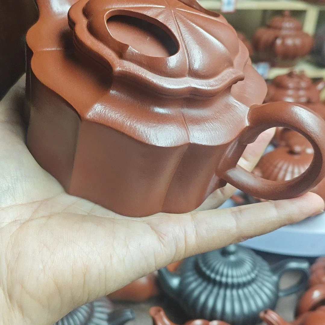 宜兴紫砂壶筋纹器半手工制作赵庄朱泥容量三佰左右